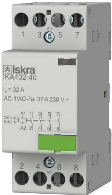 Iskra - Installasjonskontaktor 4 polt, 32A, 230VAC spole