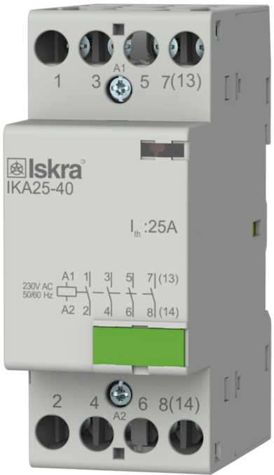 Iskra - Installasjonskontaktor 4 polt, 25 A, 230 VAC spole