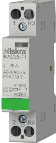 Iskra - Installasjonskontaktor 1NO/NC, 25 A, 230 V AC spole