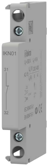 Iskra - Hjelpekontakt for installasjonskontaktor AC-15 1-pol, 0,5 modul, 1NC