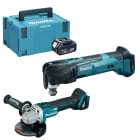 Makita - Combokit 18V ELX100V Multikutter Vinkelsliper Makita 1stk 4A