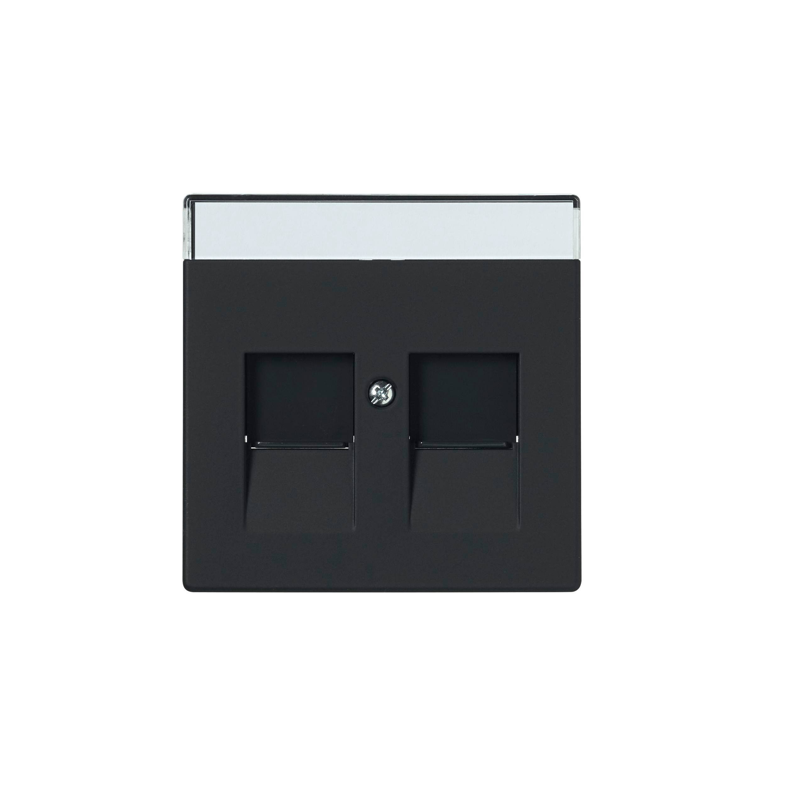 ABB Electrification - IMPRESSIVO® SENTRAL PLATE 2XRJ45 MED STØVLUKE BESKYTTELSE, SORT MATT
