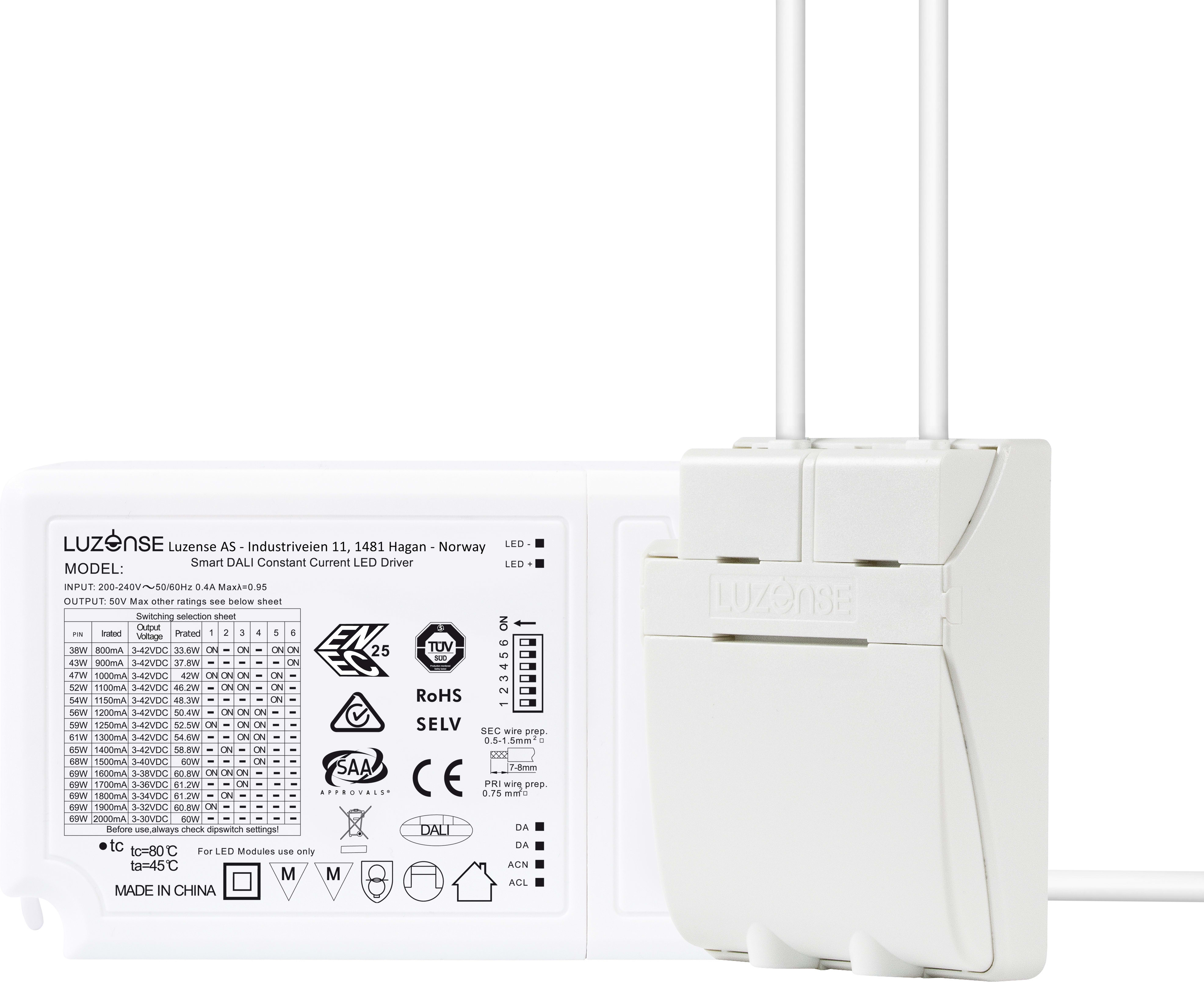 Unilamp - DALI-driver 5p LCT 40W 0,9A Flimmerfri driver med Linect