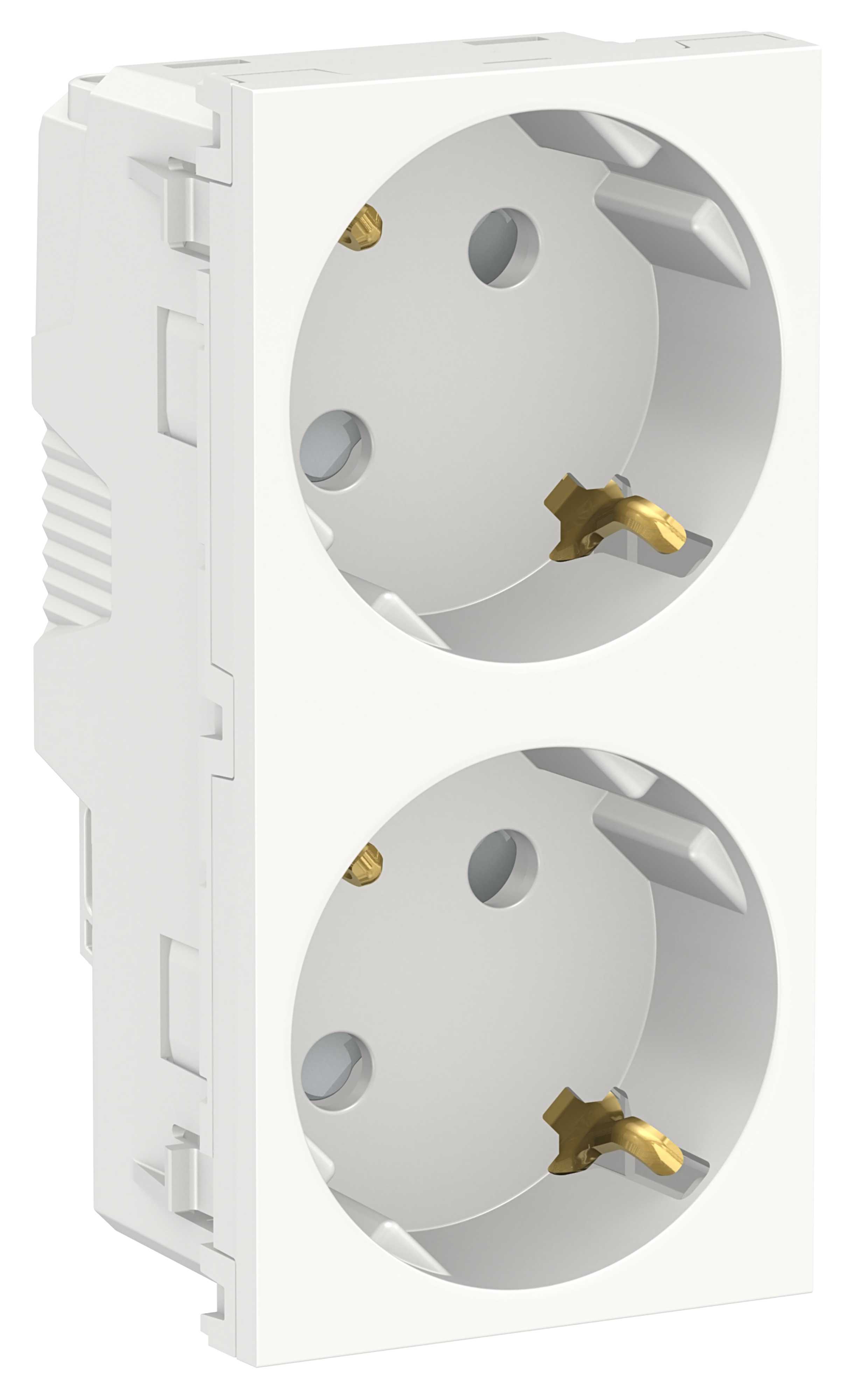 Schneider Electric - 2 x stikk utt 2P+E skruklemme/IPT Hvit