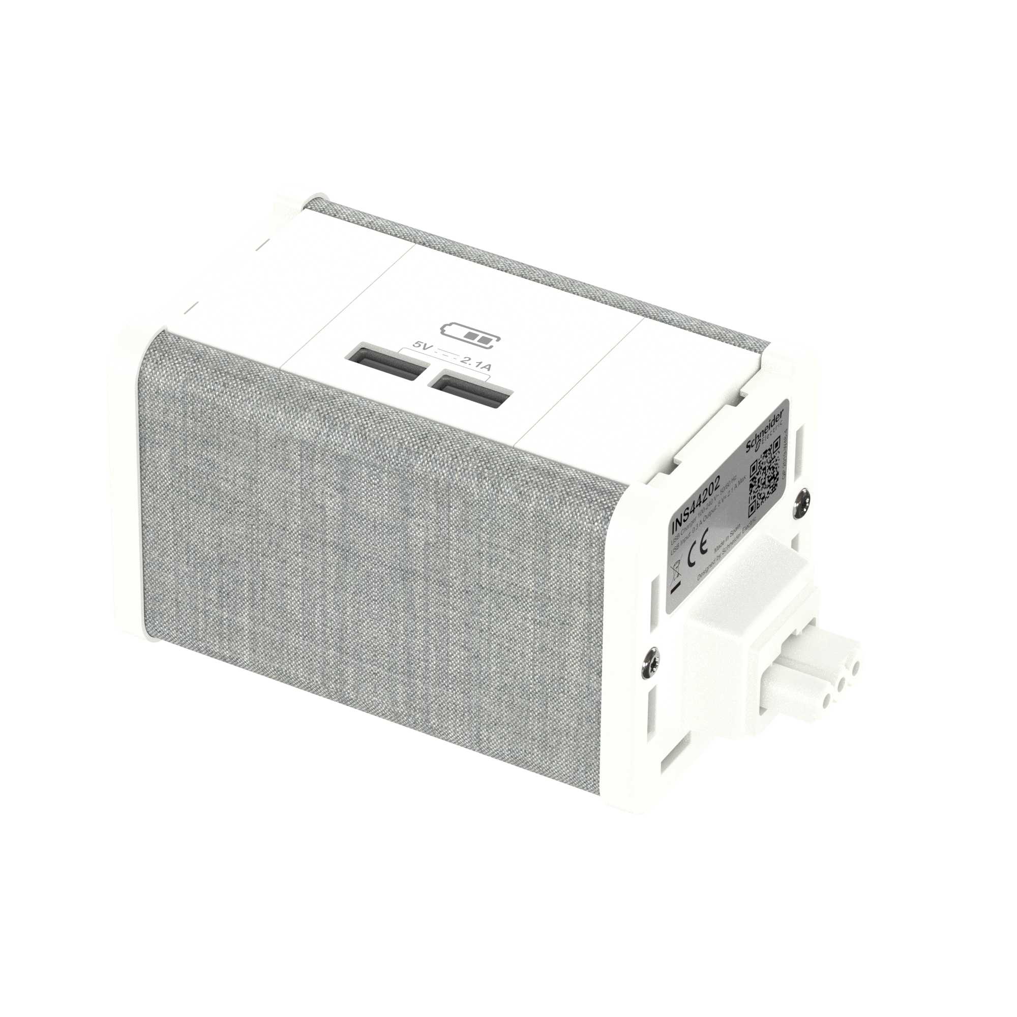 Schneider Electric - Modulær uttaksenhet USB A+A - Hvit/Grå