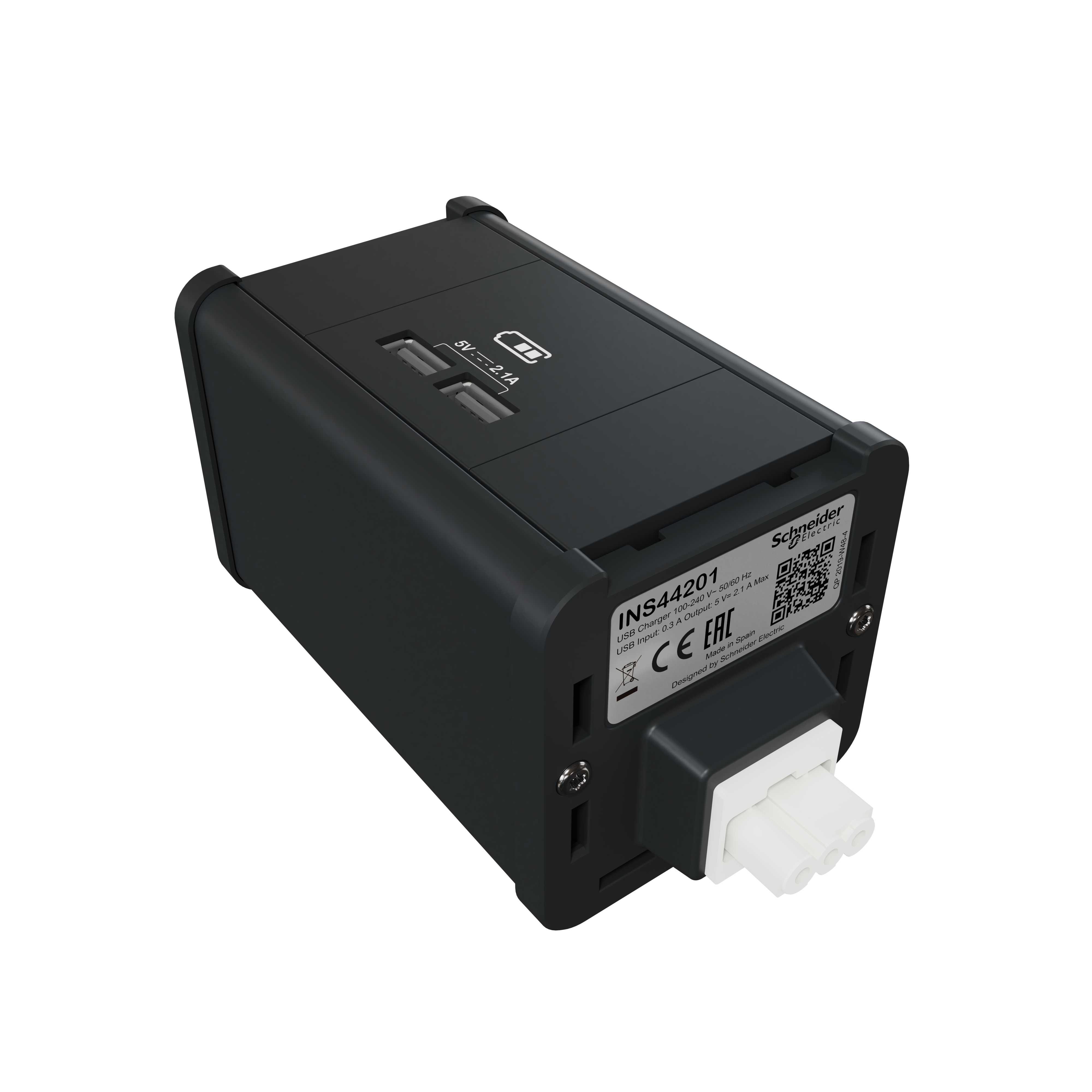 Schneider Electric - Modulær uttaksenhet USB A+A - Antrasitt