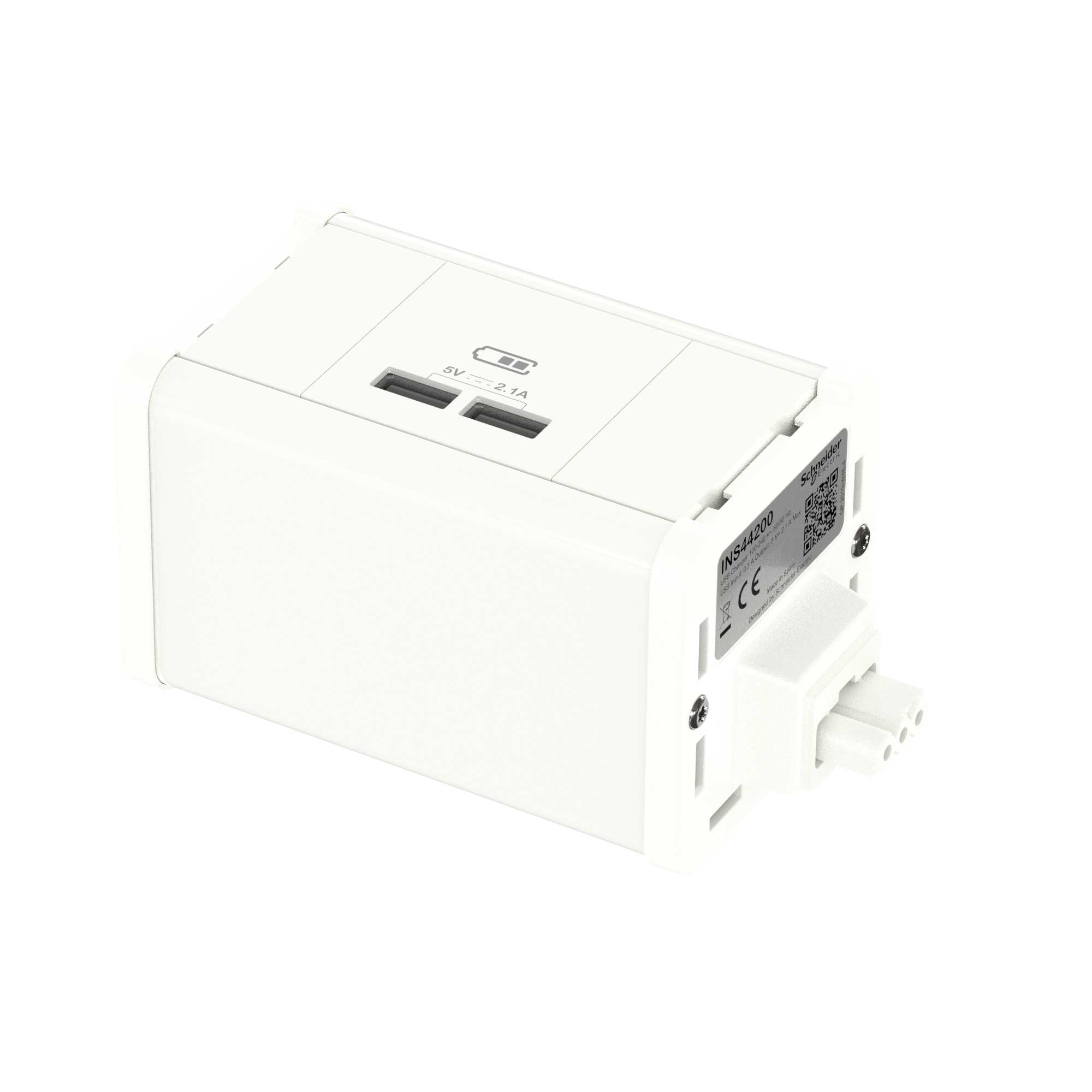 Schneider Electric - Modulær uttaksenhet USB A+A - Hvitt