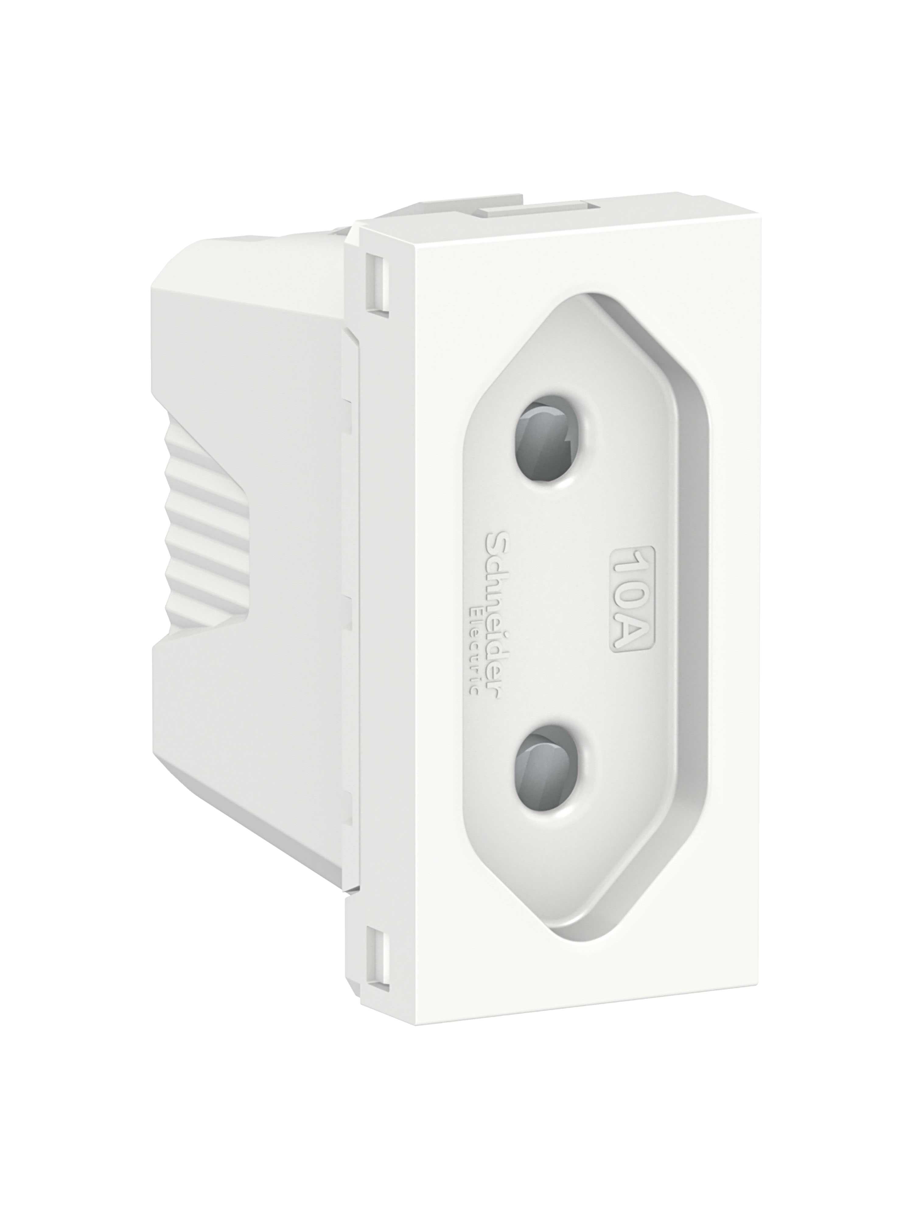 Schneider Electric - Euro uttak 2P 10A skruterminal 1 modul hvit
