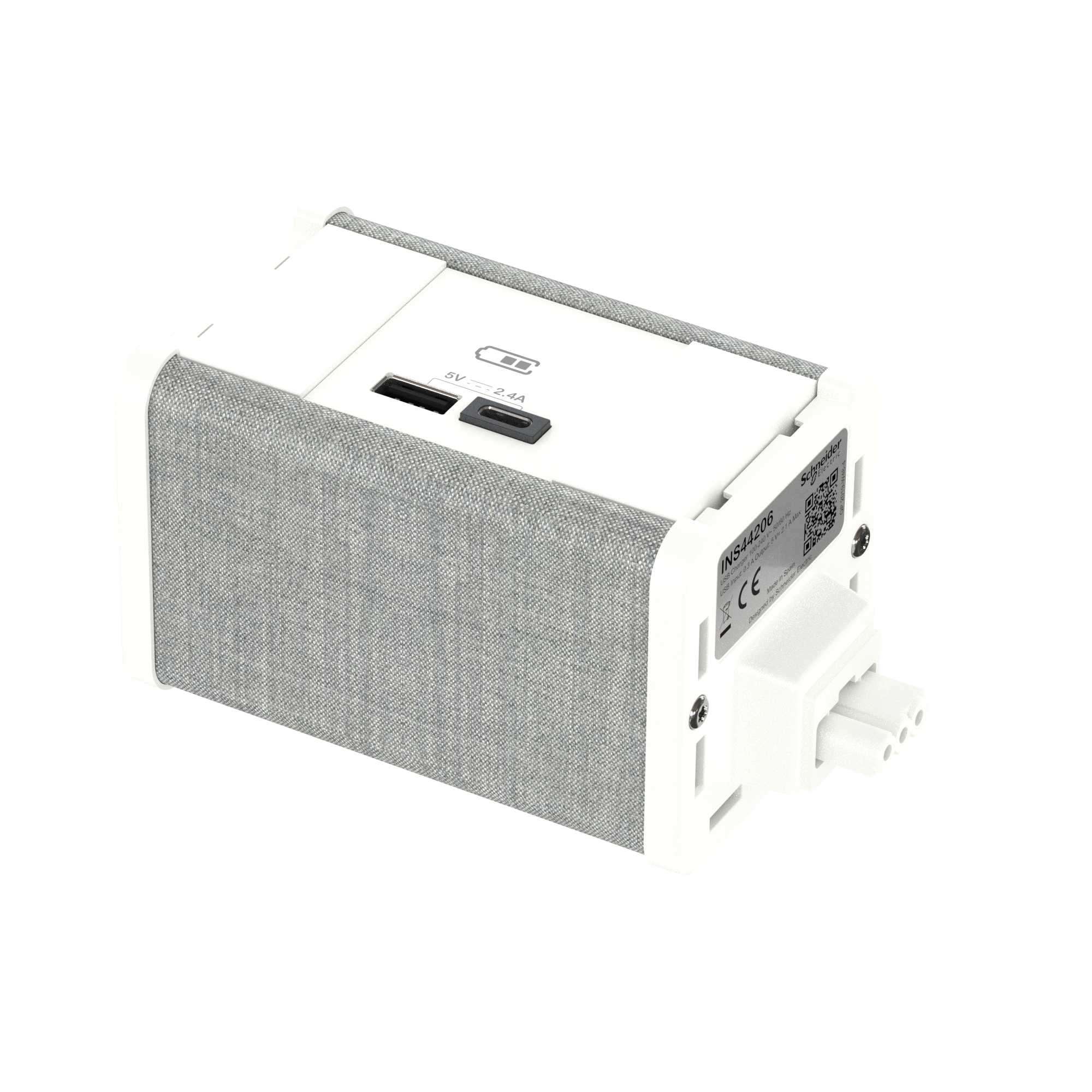 Schneider Electric - Modulær uttaksenhet USB A+C - Hvit/Grå