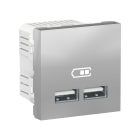 Schneider Electric - USB lader 2 x Type A - Alumin