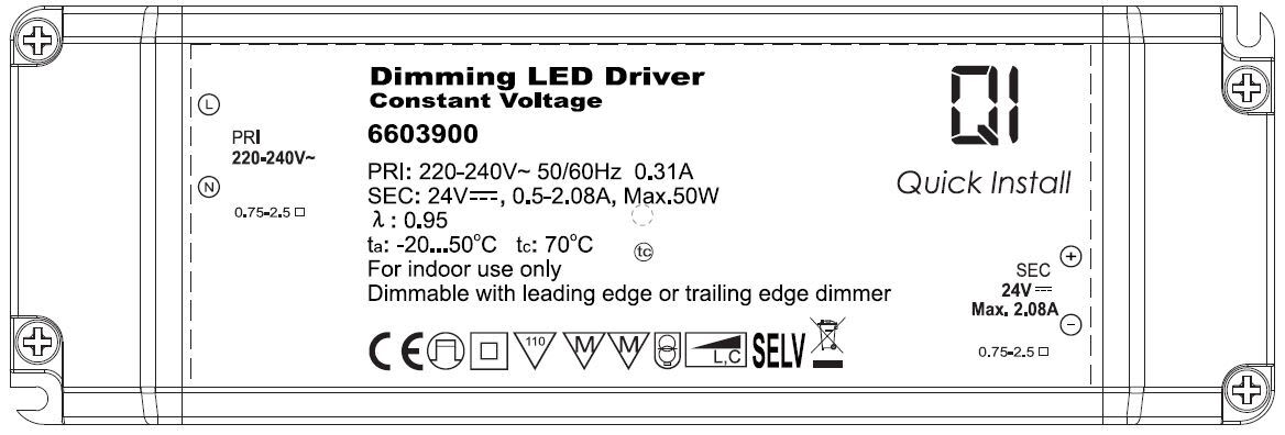 QUICK INSTALL - QI 24V/50W DRIVER BAKKANT DIM