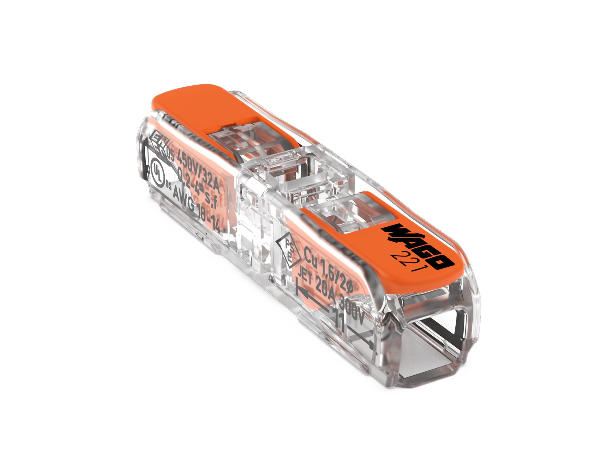 WAGO - Skjøteklemme 2,5mm2, 450V/32A Koblingsklemme 2,5mm2, 2 Lede