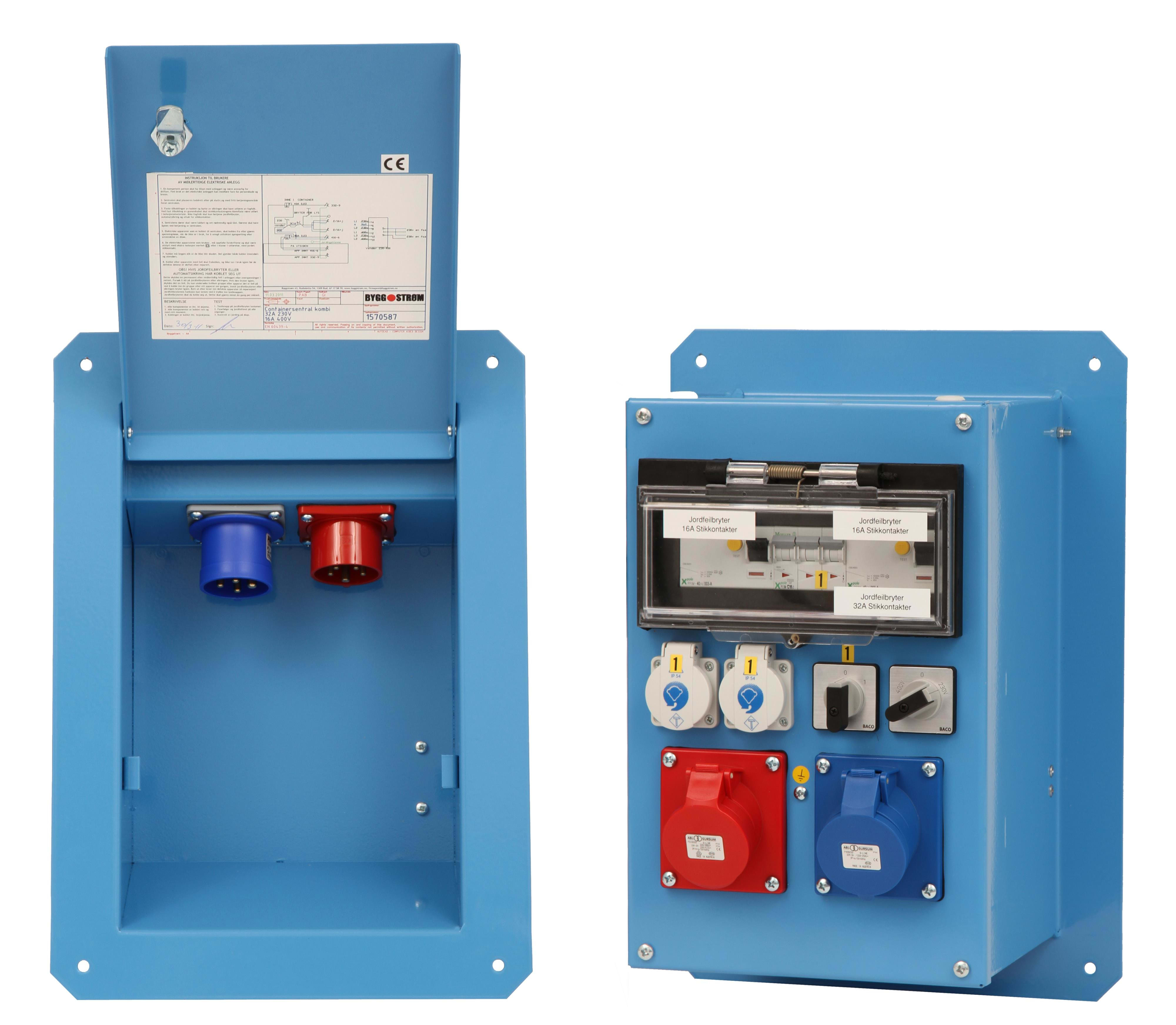 El-Bjørn - Containersentral KOMBI 32A 230V/16A 400V 00102/00012