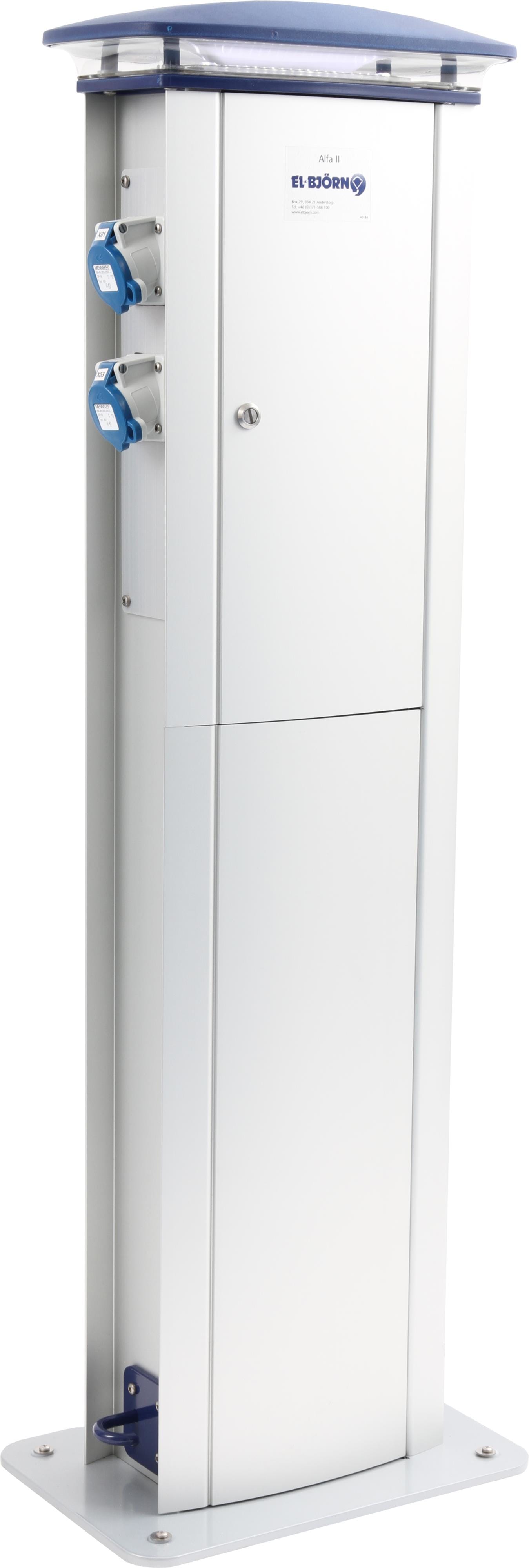 El-Bjørn - Alfa-II strømsøyle med lys 2 uttak m/måler (inn 400V).