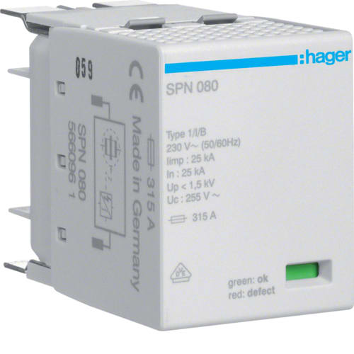 Hager - Patron 25kA, reservedel fase, for kombiavleder SPN800, SPN800R, SPN801, SPN801R, SPN802, SPN802R 