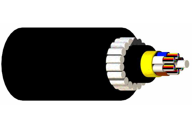 Nexans - G48-9 FLOWGUARD LSZH G652D SP1905 BK - FRP armert og funksjonsikker fiberoptisk tunnel kabel
