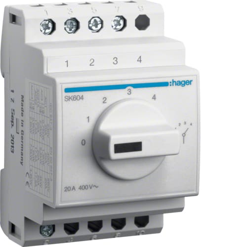 Hager - Vender, 1-pol, pos 0-1-2-3-4, 20A, 400V