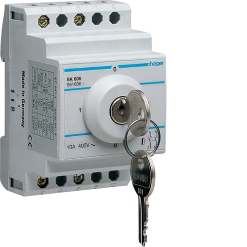 Hager - Nøkkelbryter, m.2 nøkler, 2x10A, 400V