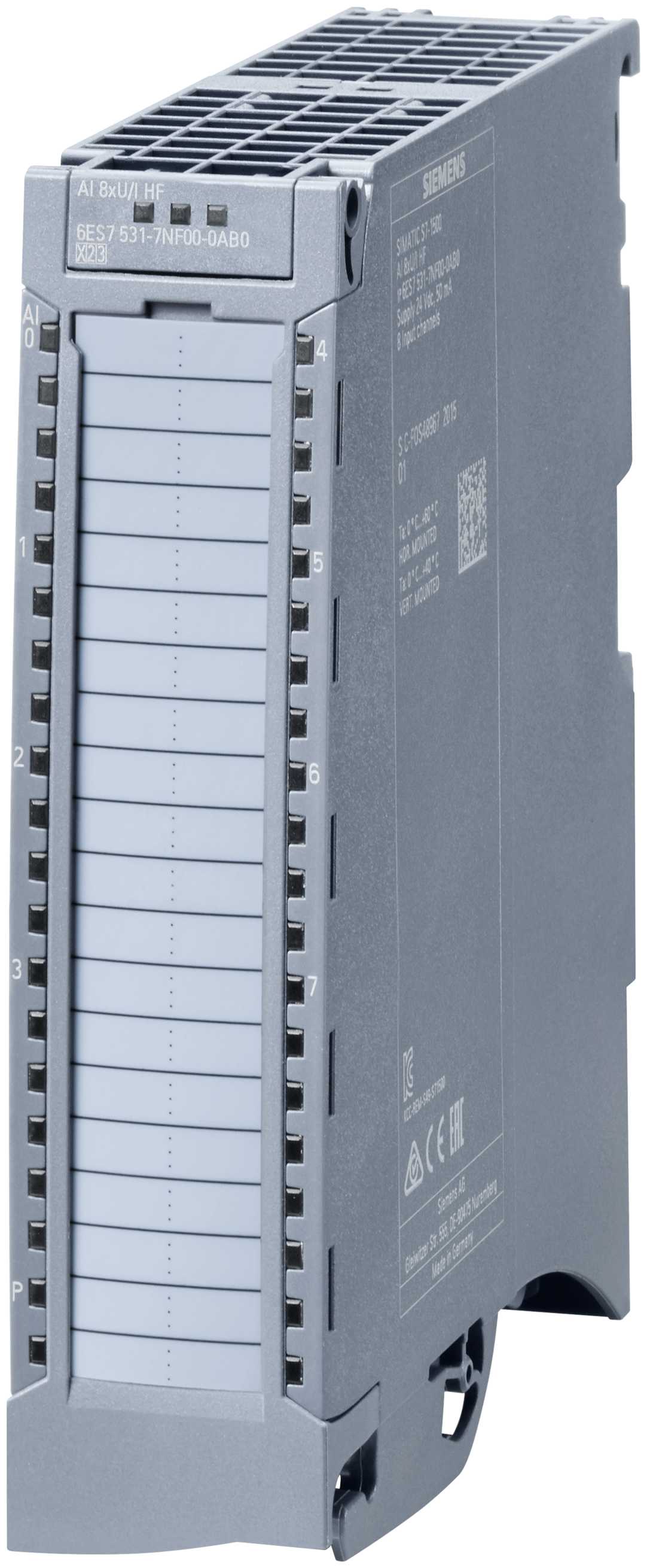 Siemens - SIMATIC S71500 AI 8xU/I HF,24-bits oppløsning,8 kanaler;30VAC/60VDC,Frontkontakt bestilles separat