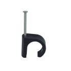 Castor - Plast klammer med 20mm spiker C 5-7mm Sort