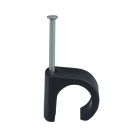 Castor - Plast klammer med 30mm spiker C 10-14mm Sort