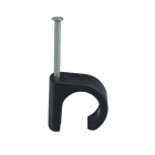 Castor - Plast klammer med 30mm spiker C 8-12mm Sort