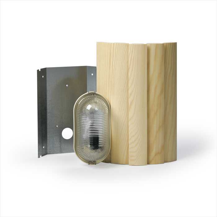 Ensto Building Systems - Badstulampe 1x60W furu hjørne