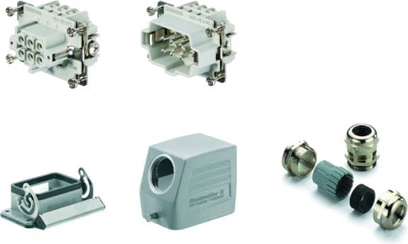 Weidmueller - MASKINKONTAKT 6 POLT HE06.100 HDC-SETT KOMPLETT HAN/HUN