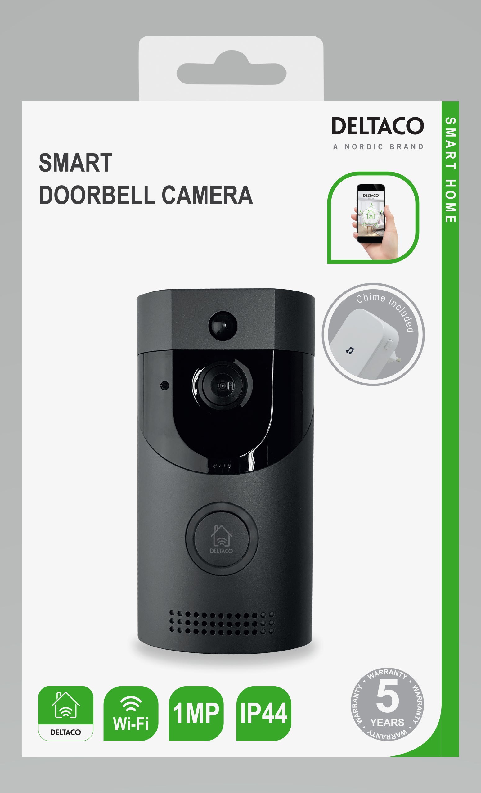 Deltaco - SH-DB01 Smart Home Ringeklokke med kamera WiFi 2,4GHz, 1MP