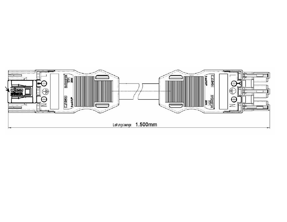 WAGO - Kabel 3x1,5 1,5m Winsta Sokke