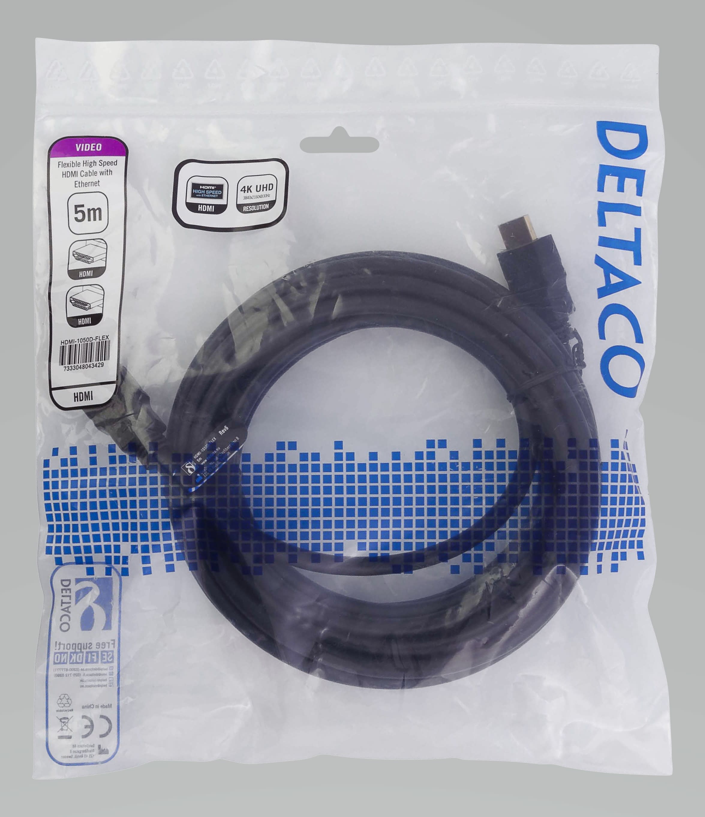 Deltaco - HDMI-1050D HDMI Kabel 5m 4K U
