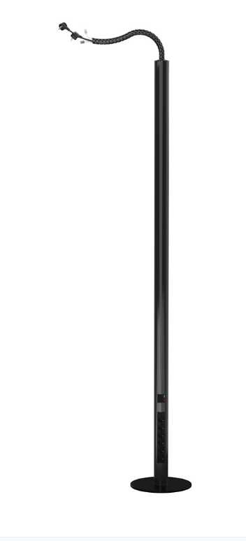 Hager - Flyttbar grenstav svart farge med  6 x stikk og 2 x data FTP, 5 meter ledinger for strøm og data