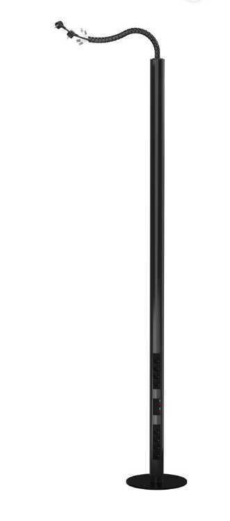 Hager - Flyttbar grenstav svart farge med  8 x stikk og 4 x data FTP, 5 meter ledinger for strøm og data