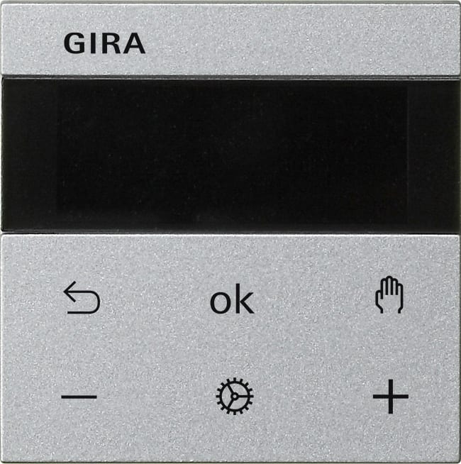 GIRA - S3000 termostat med display og Bluetooth System 55 aluminiumsfarget