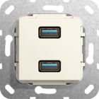 Micro Matic - USB 3.0 A 2x han/hun-overgang Innsats kremhvit