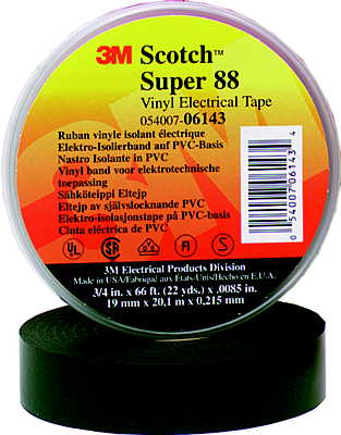 Scotch - 3M Scotch® Super 88 helårs isolasjonstape, kraftig sort vinyl, 19 mm x2 0 m