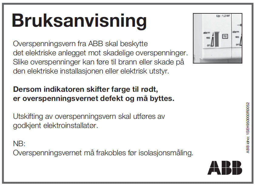 ABB Electrification - Bruksanvis. overspenningsvern