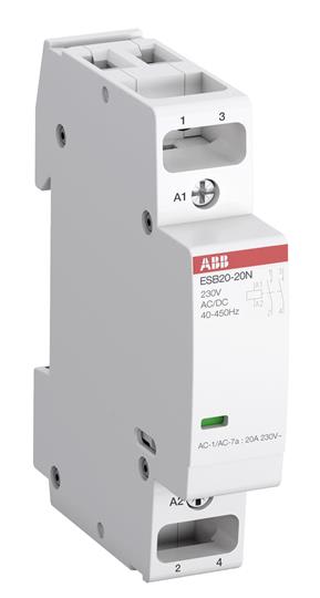 ABB Electrification - ESB20-20N-01 Installasjonskontaktor 2NO/0NC, 24V AC/DC