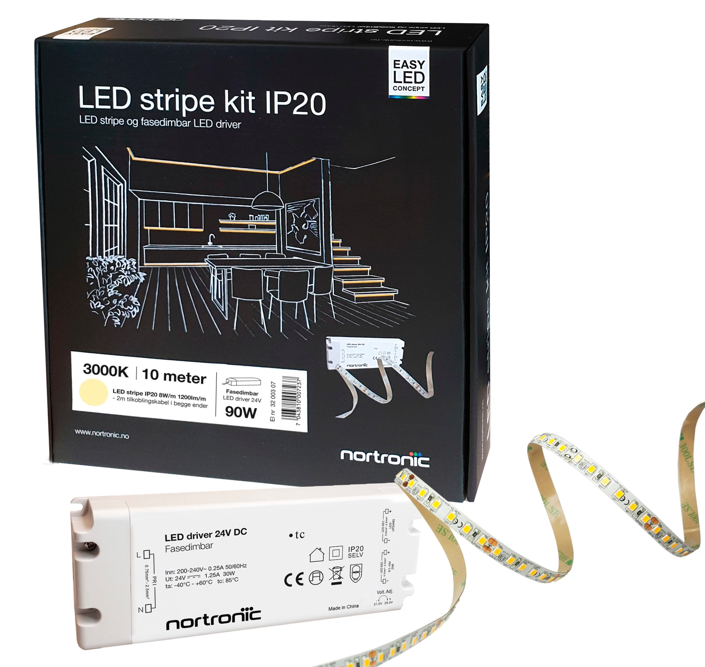 Nortronic - LEDstrip KIT 24V 830 8W 10m IP20