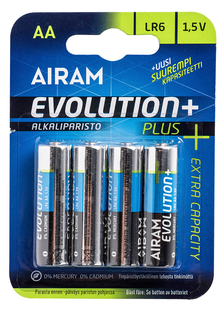 Airam - Batteri Evo Plus LR6 AA 1,5V 4-pack