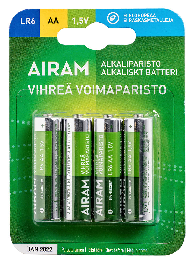 Airam - Batteri Green power LR6 AA 1,5V 4-pack