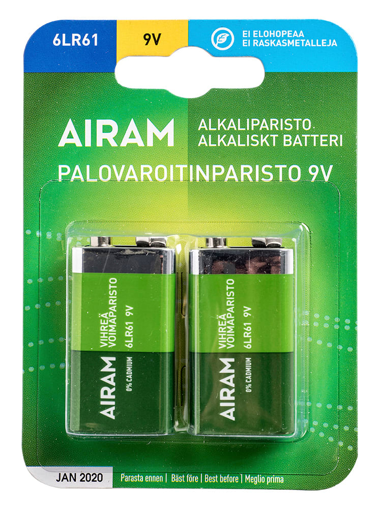 Airam - Batteri Green power 6LR61 9V 2-pack