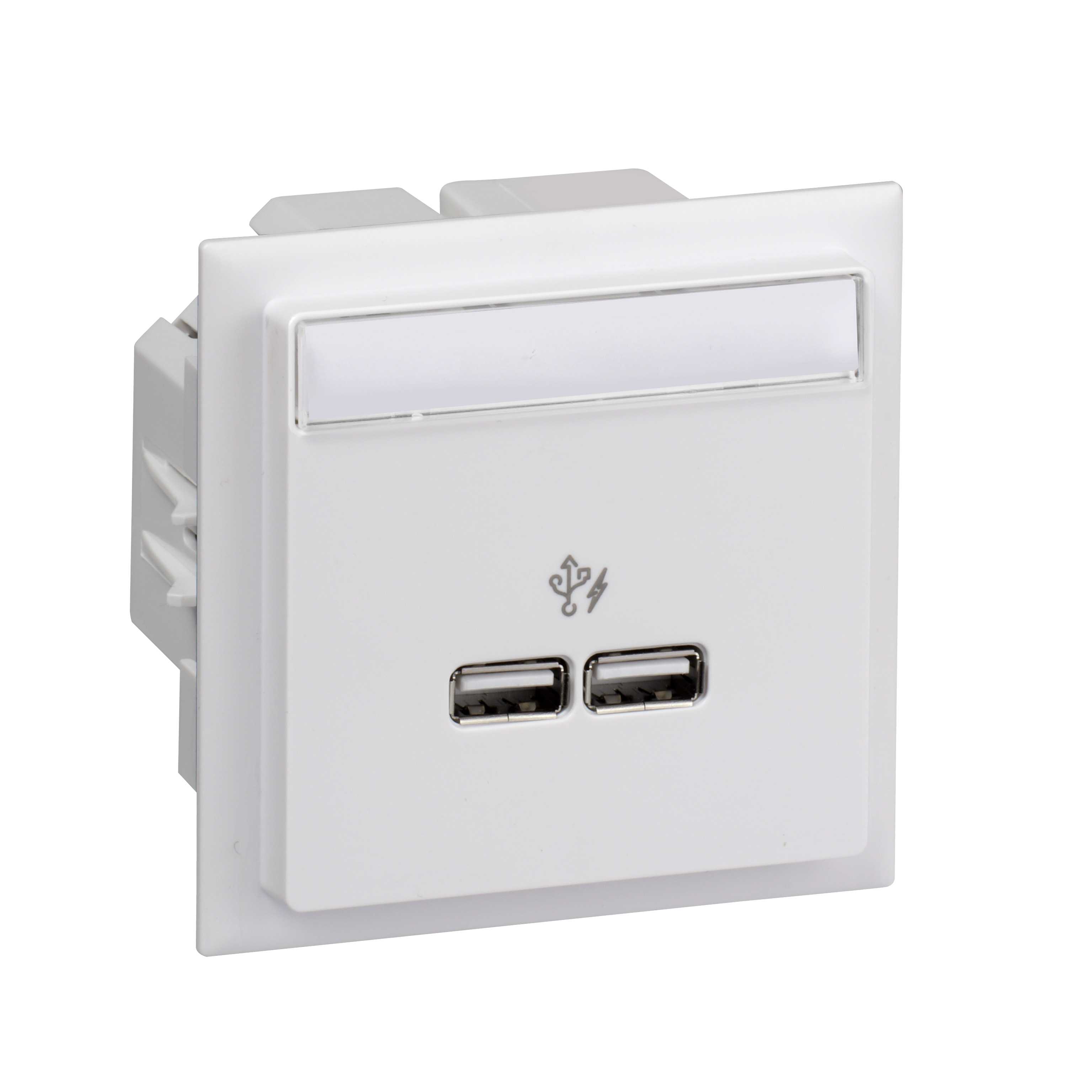 Thorsman - CYB USB Type A lader i hvit levert i komplett boks. 2 USB utganger 2,4 A / 5 VDC
