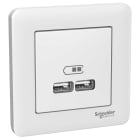 Schneider Electric - Exxact dobbel USB A+A uttak 2,1A hvit