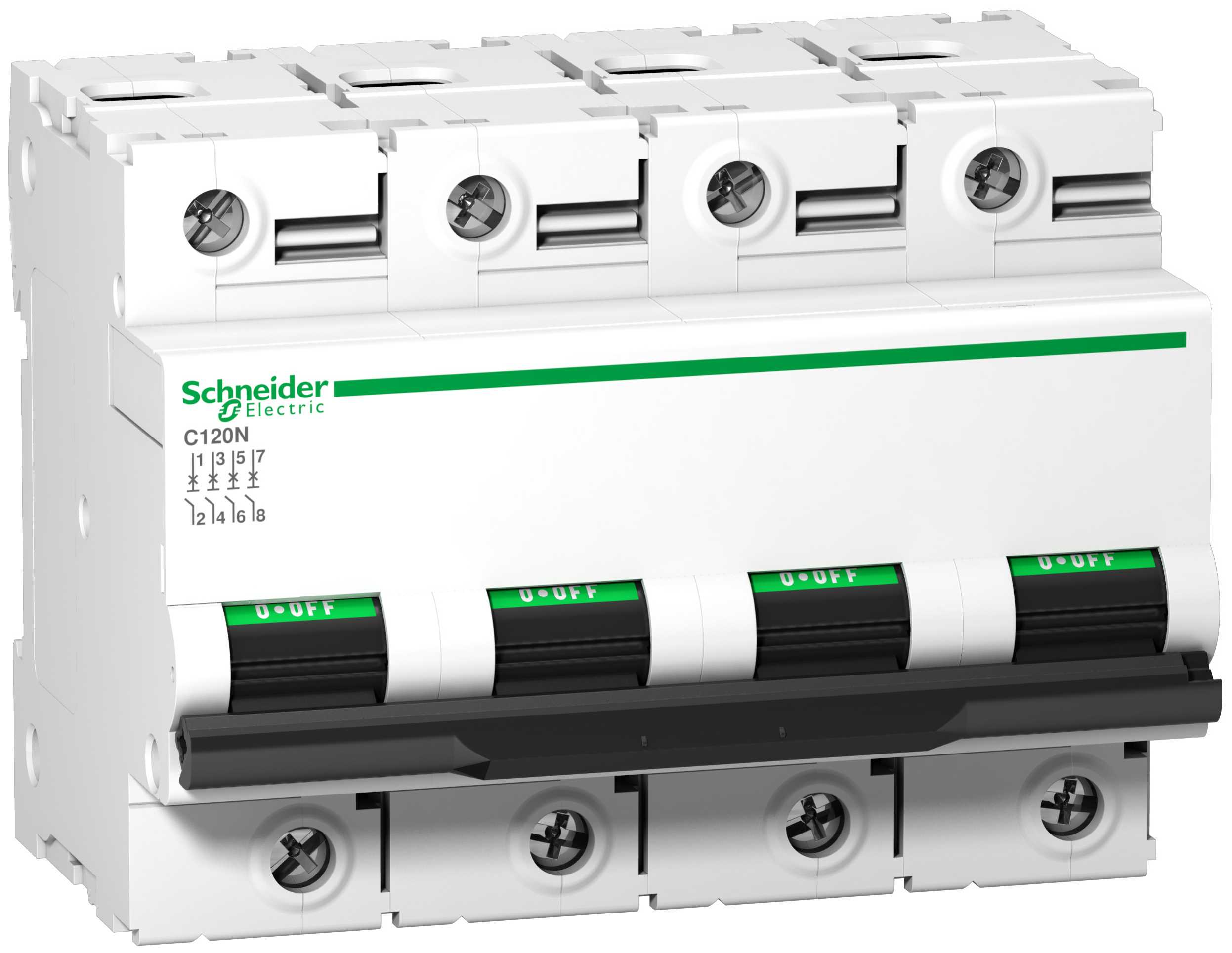 Schneider Electric - C120N - Automatsikring - 4P - 100A - C-kurve - I2=1,45