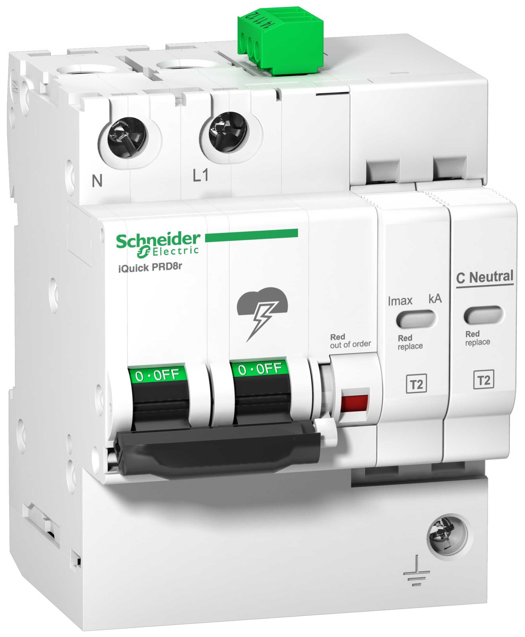 Schneider Electric - iQuick PRD20r modulær overspenningsvern - 1 pol + N - 350V - med fjernoverføring