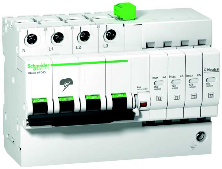 Schneider Electric - PRD20r modulær overspenningsvern - integrert kortslutningsvern -3 poler+N -350V- m/feilsignalkontakt