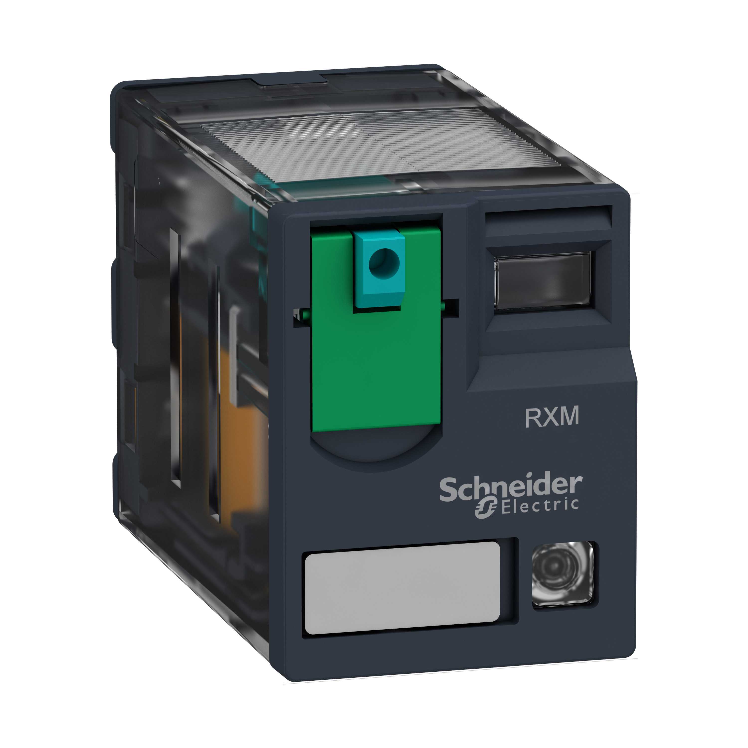 Schneider Electric - Miniatyr pluggrelé 2CO 12A 24VDC LED +synlig mekanisk indikator+låsbar testknapp