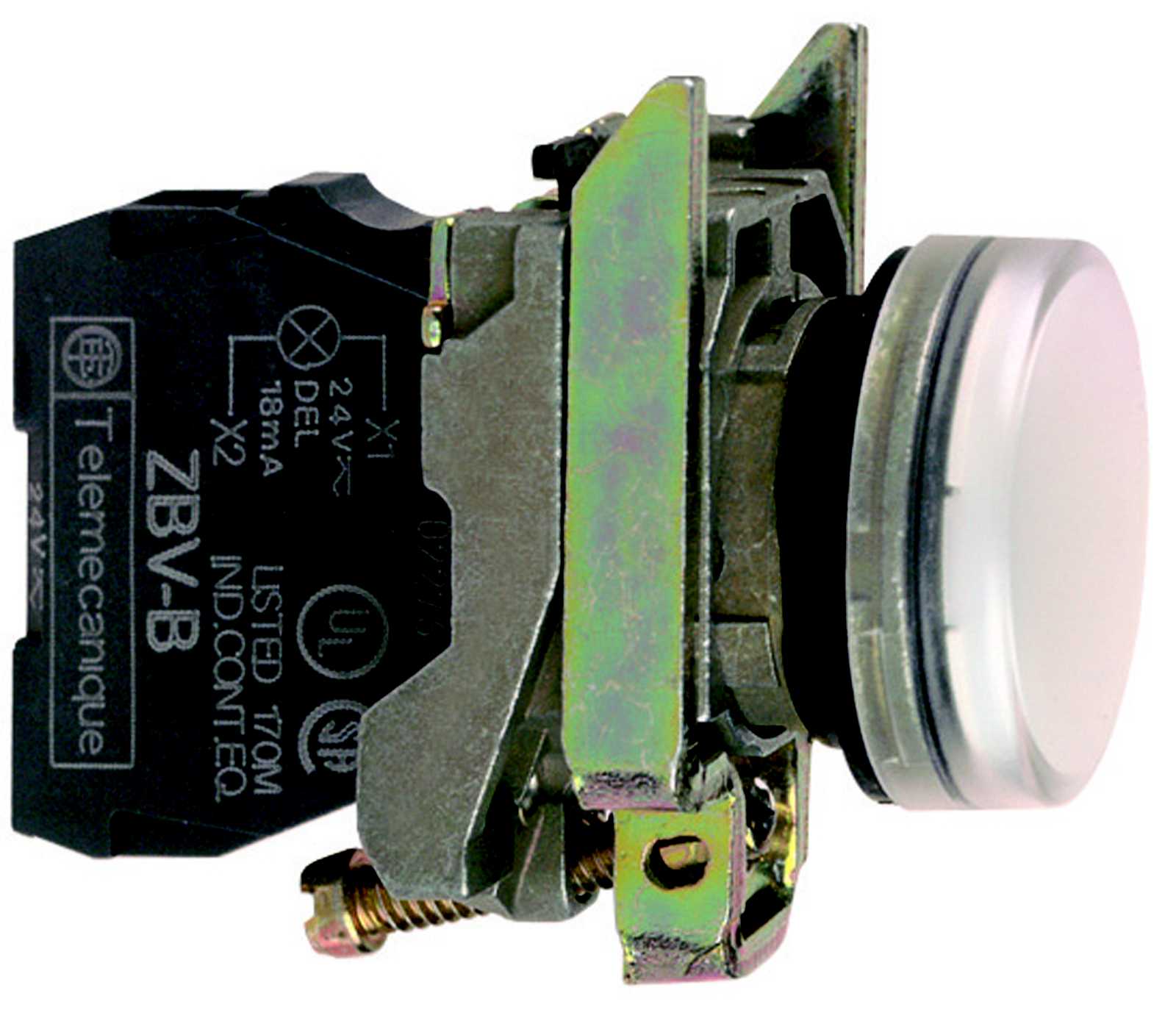 Schneider Electric - Signallampe komplett for BA9s i hvit farge < 250V forsyning