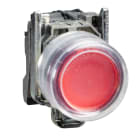 Schneider Electric - Trykknapp komplett med fjærretur og trykflate i rød farge med gjennomsiktig silikonkappe 1xNC
